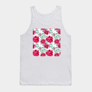 Peonies on white pattern Tank Top